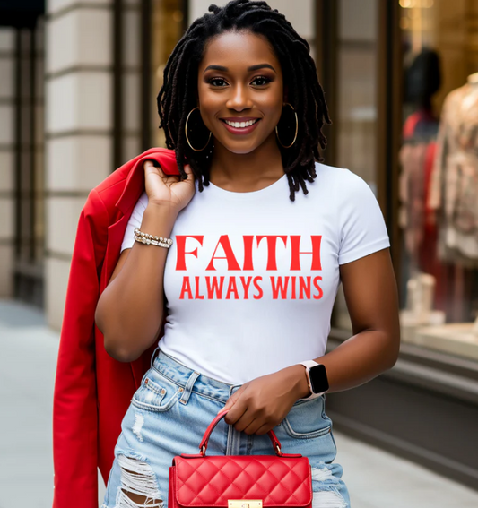 Faith Always Wins - "Christian Women's Affirmation Tee"